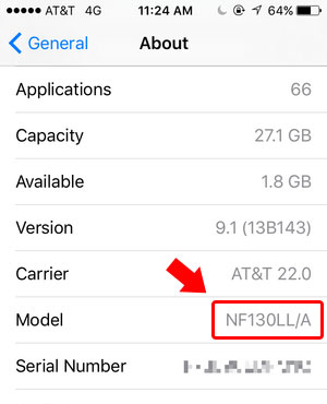 iPhone Model Number Settings App